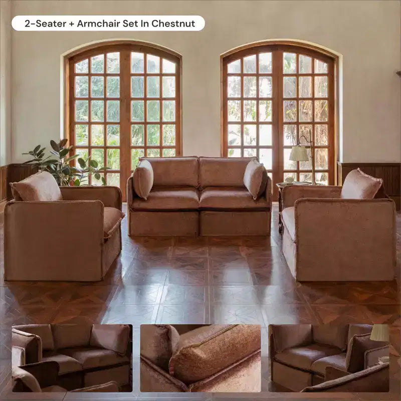Canapé modulable lavable 4 places Anabei | Assise Memorix+ et oreiller Contour