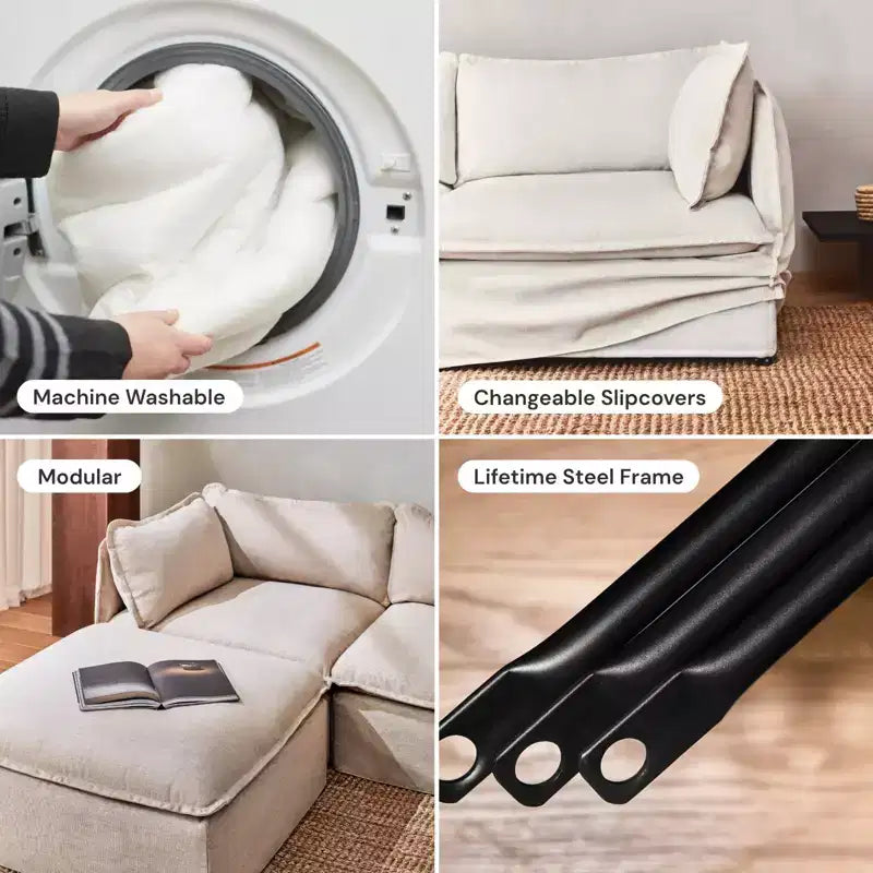 Canapé modulable lavable 4 places Anabei | Assise Memorix+ et oreiller Contour