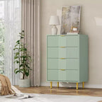 Commode à 5 tiroirs cannelés pour chambre, commode haute moderne avec grain de bois, commode verticale en bois style ferme pour placard, couloir