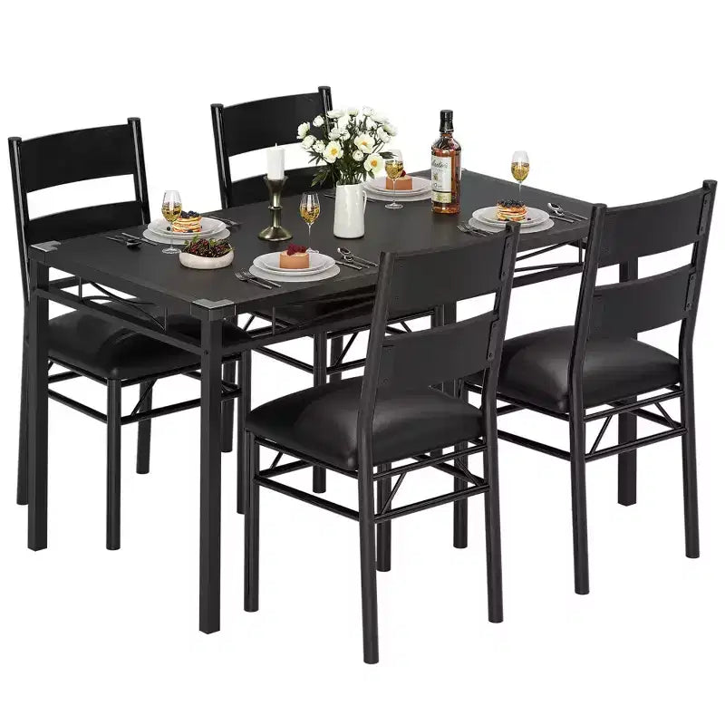 Ensemble de salle à manger 4 personnes avec 2 chaises rembourrées, petite table de cuisine et ensemble de bistrot compact, mobilier de salle à manger peu encombrant pour appartement