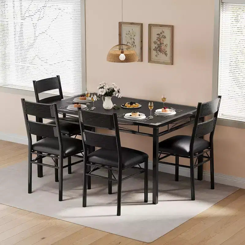 Ensemble de salle à manger 4 personnes avec 2 chaises rembourrées, petite table de cuisine et ensemble de bistrot compact, mobilier de salle à manger peu encombrant pour appartement