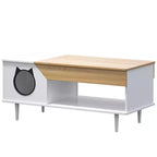 Table Basse de 45" pour Chat, Cache-litière Intégré, Meuble pour Chats avec Tiroir de Rangement pour Salon