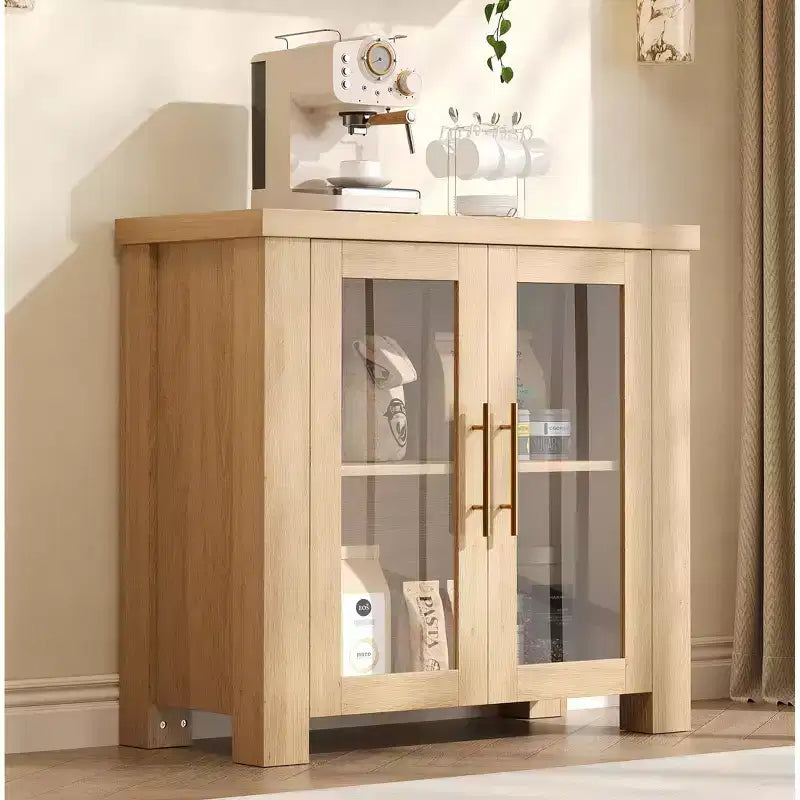 Meuble buffet vaisselier 33 pouces, buffet console pour entrée avec portes en verre, meuble TV moderne, crédence d'appoint pour salon ou cuisine