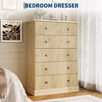 Acekool Commode Haute à 5 Tiroirs pour Chambre, Commode Verticale en Bois avec Base Surélevée