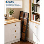 Étagère pliable - Bibliothèque de bureau vintage à 4 niveaux - Sans assemblage - Cadre noir robuste et bois marron