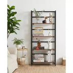 Étagère pliable - Bibliothèque de bureau vintage à 4 niveaux - Sans assemblage - Cadre noir robuste et bois marron