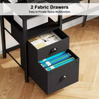 Bureau d'ordinateur de jeu réversible noir de 51 pouces avec support d'écran, classeur, étagères de rangement et prises d'alimentation LED pour table de travail PC de bureau à domicile