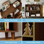 Étagère 6 niveaux de style Mid-Century, Rangement rustique avec pieds anti-basculement, Organiseur rétro pour salon, bureau à domicile