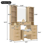Coiffeuse contemporaine avec miroir, 3 tiroirs, tabouret assorti pour chambre à coucher, finition rose, design peu encombrant