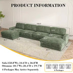 Dyonery 119 Canapé d'angle modulable convertible, Tissu CHENILLE, Canapé d'angle moderne surdimensionné avec assise profonde, Montage sans outils, Vert