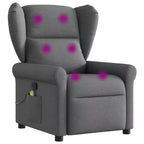 vidaXL Fauteuil inclinable de massage en tissu gris foncé