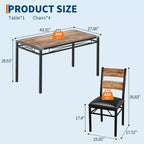 Ensemble Table à Manger 4 Chaises Rembourrées, Construction en Bois Robuste, Protections d'Angle, Parfait pour Appartement ou Petite Salle à Manger