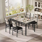 Ensemble Table à Manger 4 Chaises Rembourrées, Construction en Bois Robuste, Protections d'Angle, Parfait pour Appartement ou Petite Salle à Manger