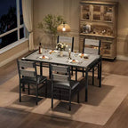 Ensemble Table à Manger 4 Chaises Rembourrées, Construction en Bois Robuste, Protections d'Angle, Parfait pour Appartement ou Petite Salle à Manger