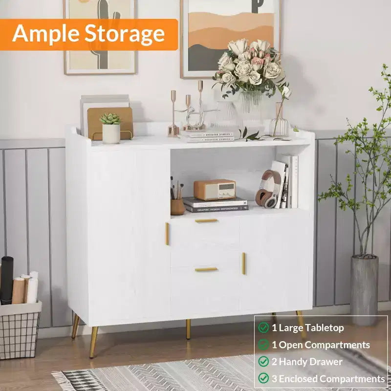 Ensemble de 2 Commodes de Buffet Modernes avec Tiroirs, Meuble de Rangement 40" avec Étagères et Portes pour Cuisine Salle à Manger