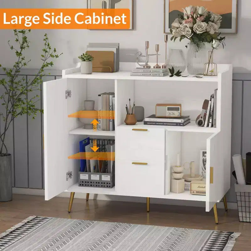 Ensemble de 2 Commodes de Buffet Modernes avec Tiroirs, Meuble de Rangement 40" avec Étagères et Portes pour Cuisine Salle à Manger
