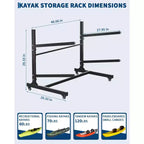 Support de rangement robuste pour kayaks avec roues verrouillables pour kayaks, canoës, planches de surf et planches à pagaie Étagères amovibles
