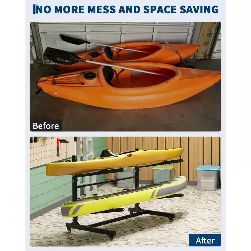 Support de rangement robuste pour kayaks avec roues verrouillables pour kayaks, canoës, planches de surf et planches à pagaie Étagères amovibles