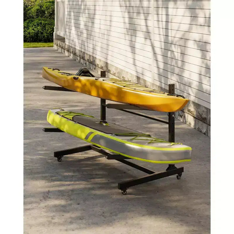 Support de rangement robuste pour kayaks avec roues verrouillables pour kayaks, canoës, planches de surf et planches à pagaie Étagères amovibles