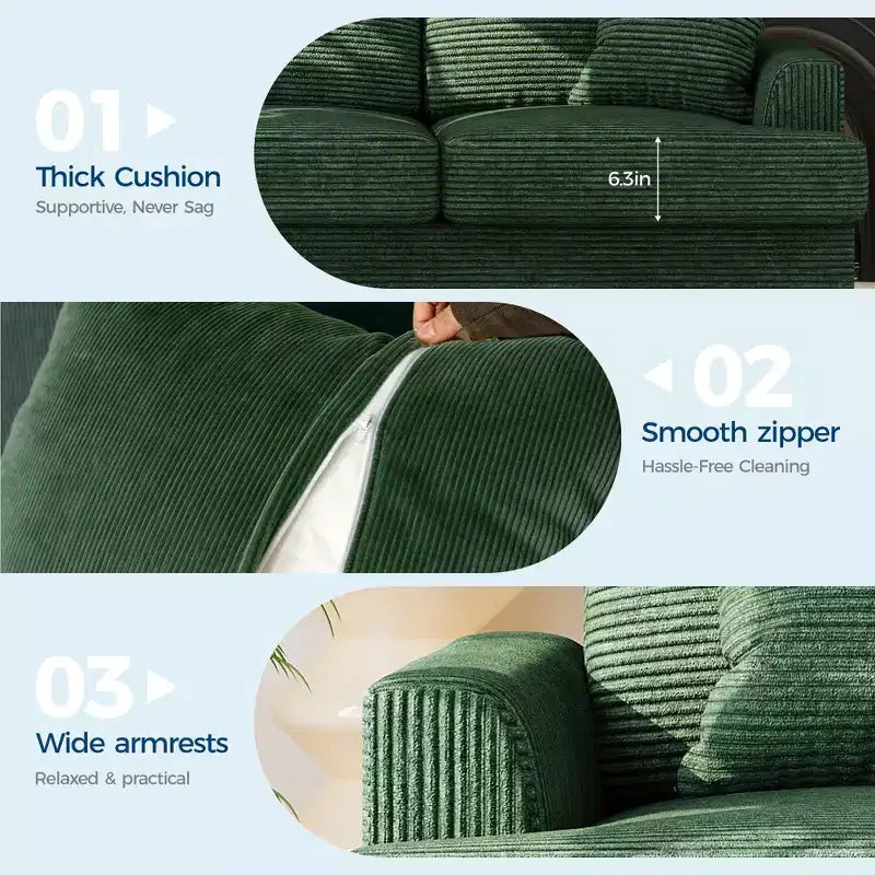 Canapé 3 places en similicuir de 218 cm avec sièges profonds, 2 coussins de dossier amovibles et 2 coussins décoratifs, imperméable, pour salon ou bureau, noir