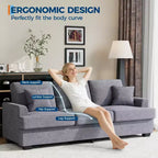 Canapé 3 places en similicuir de 218 cm avec sièges profonds, 2 coussins de dossier amovibles et 2 coussins décoratifs, imperméable, pour salon ou bureau, noir