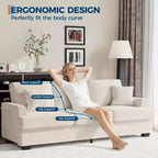 Canapé 3 places en similicuir de 218 cm avec sièges profonds, 2 coussins de dossier amovibles et 2 coussins décoratifs, imperméable, pour salon ou bureau, noir
