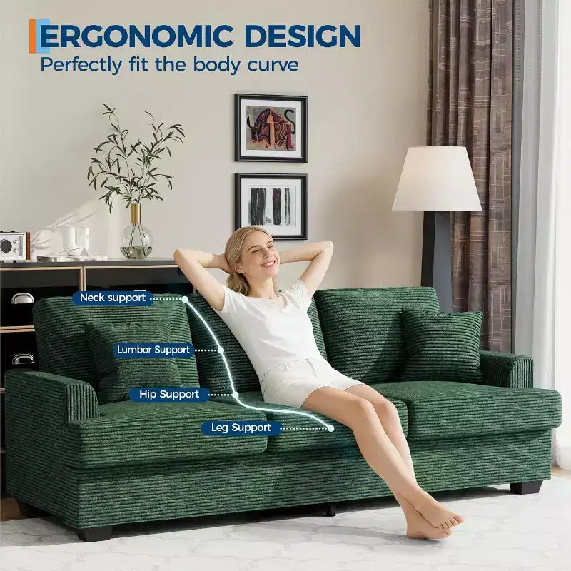 SunnyFurn 86 Canapé Nuage en Peluche, 3 Places avec Assise Profonde, 2 Coussins de Dossier Amovibles et Coussins Décoratifs pour Salon/Chambre/Appartements