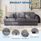 SunnyFurn 86 Canapé Nuage en Peluche, 3 Places avec Assise Profonde, 2 Coussins de Dossier Amovibles et Coussins Décoratifs pour Salon/Chambre/Appartements