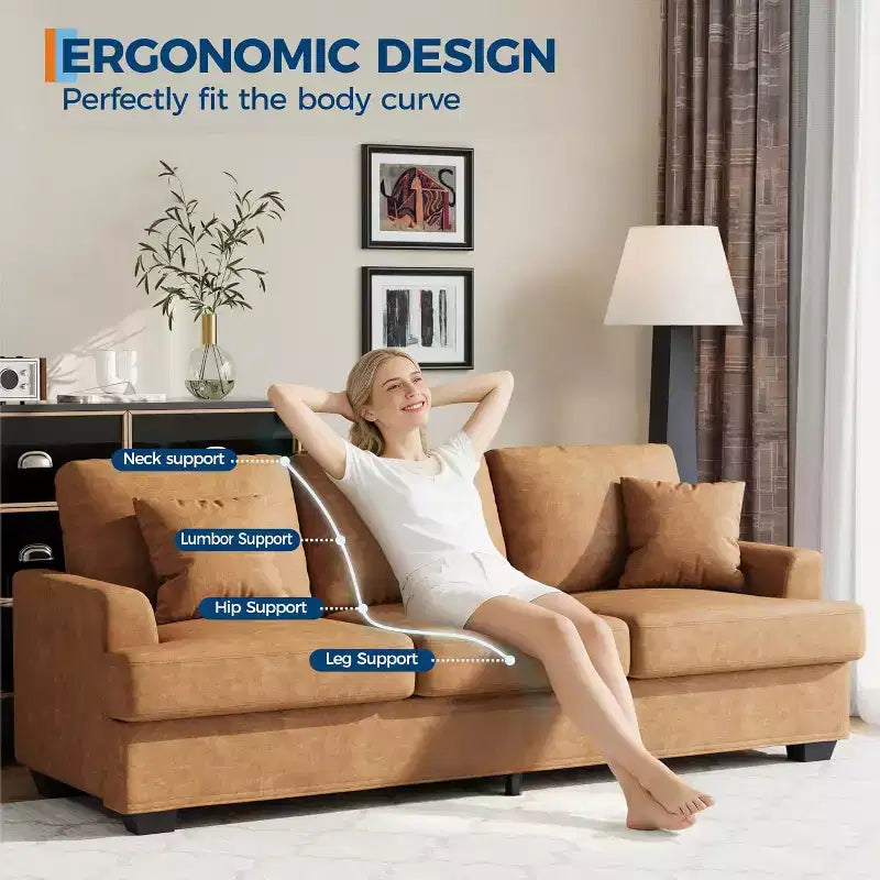 SunnyFurn 86 Canapé Nuage en Peluche, 3 Places avec Assise Profonde, 2 Coussins de Dossier Amovibles et Coussins Décoratifs pour Salon/Chambre/Appartements