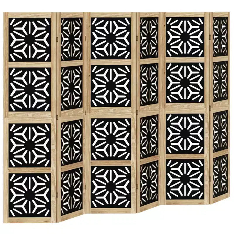 vidaXL Room Divider 6 Panels Brown and Black Solid Wood Paulownia