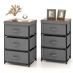 Gymax 2PCS 3 Drawers Dresser Fabric Storage Tower Organizer Unit Tall