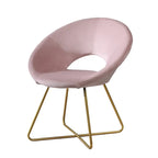 Fauteuil d'appoint moderne rose 28 en polyester avec base finition dorée et piètement luge en métal
