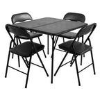 Peakform 5pc Folding Table Set Black: Vinyl Padded, Space-Saving Storage, No Tools Assembly