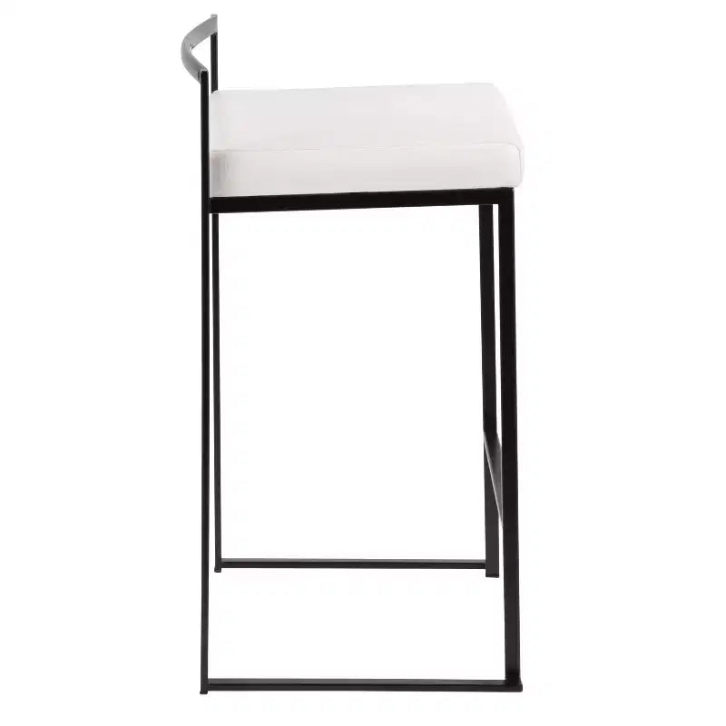 LumiSource Ensemble de 3 tabourets de bar Fuji hauteur comptoir Métal noir/PU blanc