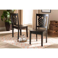 2pc GervaisTransitional Wood Dining Chair Set Brown - Baxton Studio: Polyester Upholstery, Spot Clean, Armless