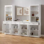 Ensemble buffet et meuble bar 3 pièces Crosley 95" Stanton blanc : Rangement traditionnel, design huche