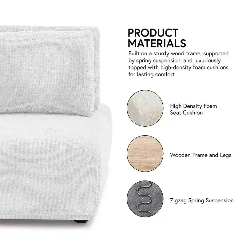 HOMES: Inside + Out Fauteuil sans accoudoirs modulaire moderne Povoa Bouclé avec dossier extensible Beige