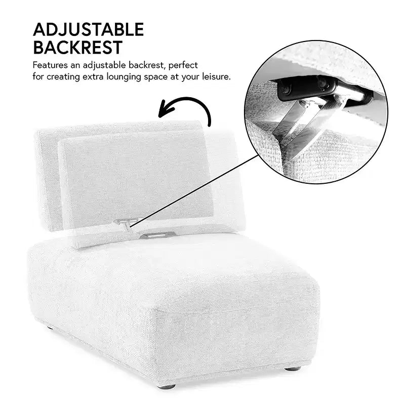 HOMES: Inside + Out Fauteuil sans accoudoirs modulaire moderne Povoa Bouclé avec dossier extensible Beige