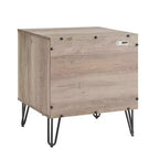 Manhattan Comfort Dumbo Table de chevet 2 tiroirs Gris rustique : Design moderne, pieds en métal, cadre en MDF