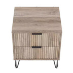 Manhattan Comfort Dumbo Table de chevet 2 tiroirs Gris rustique : Design moderne, pieds en métal, cadre en MDF