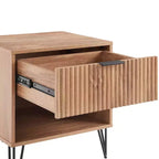 Manhattan Comfort Dumbo Table de Chevet avec Tiroir Brun Doré : Design Moderne, Cadre en MDF, Glissières en Métal, Étagère de Rangement