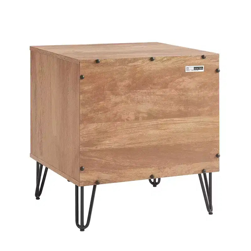 Manhattan Comfort Dumbo Table de Chevet avec Tiroir Brun Doré : Design Moderne, Cadre en MDF, Glissières en Métal, Étagère de Rangement