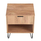Manhattan Comfort Dumbo Table de Chevet avec Tiroir Brun Doré : Design Moderne, Cadre en MDF, Glissières en Métal, Étagère de Rangement