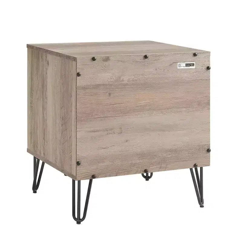 Manhattan Comfort Lot de 2 tables de chevet Dumbo à 2 tiroirs Gris rustique : Style moderne, Cadre en MDF, Glissières en métal