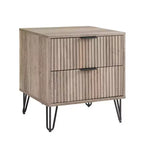Manhattan Comfort Lot de 2 tables de chevet Dumbo à 2 tiroirs Gris rustique : Style moderne, Cadre en MDF, Glissières en métal