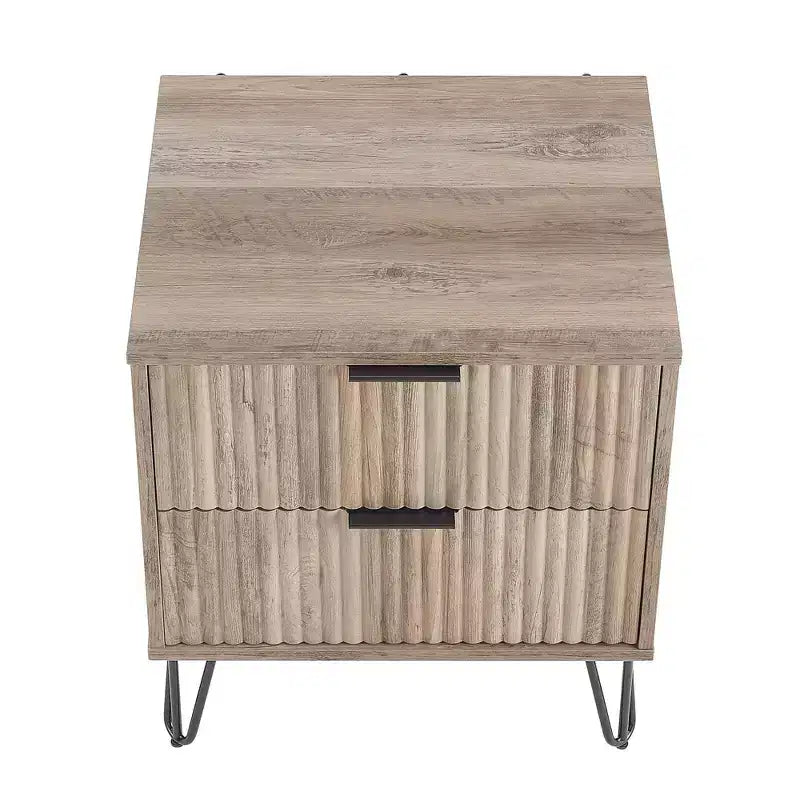 Manhattan Comfort Lot de 2 tables de chevet Dumbo à 2 tiroirs Gris rustique : Style moderne, Cadre en MDF, Glissières en métal