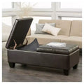 Merrill Double Opening Leather Storage Ottoman - Chocolate Brown - Christopher Knight Home
