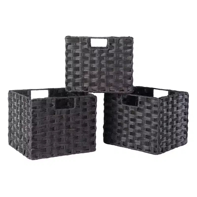 40,08" Étagère de Rangement Timothy 7 pièces avec Paniers Noir/Chocolat - Winsome : Style Transitionnel, Bois Composite, Assemblage Sans Outils