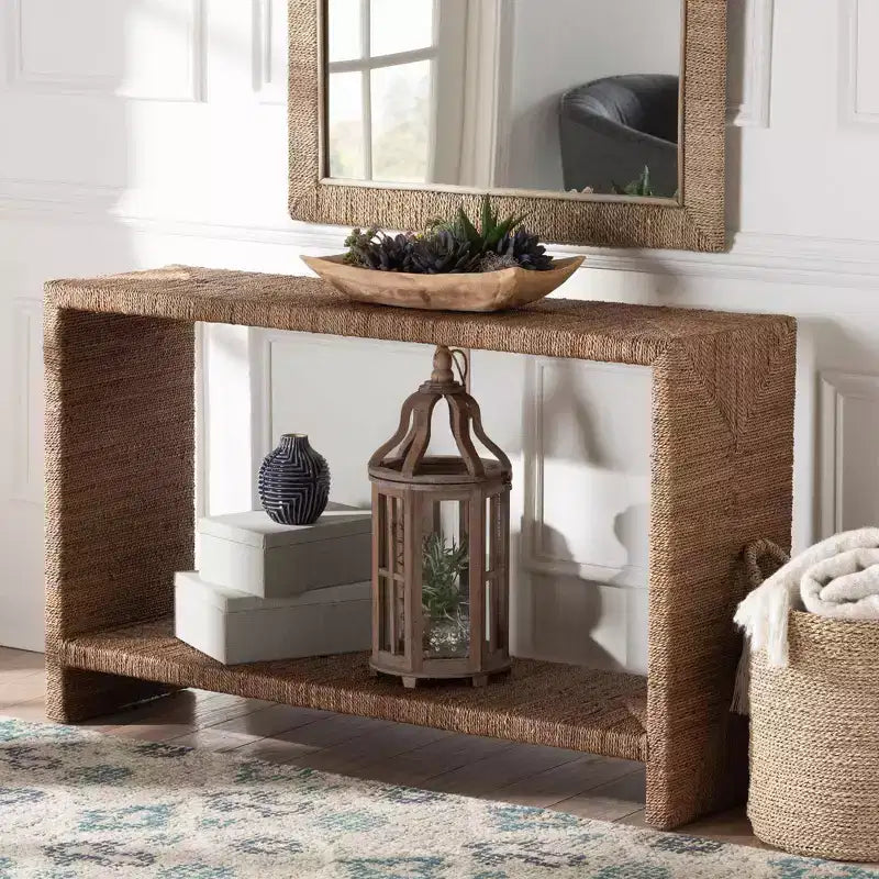 bali & pari Liza Seagrass Console Table Natural Seagrass