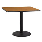 Flash Furniture 36'' Square Laminate Table Top with 24'' Round Table Height Base